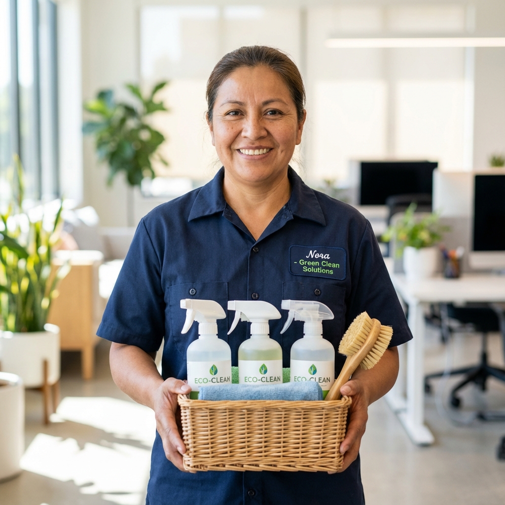 Nora with supplies, Eco Products Pro